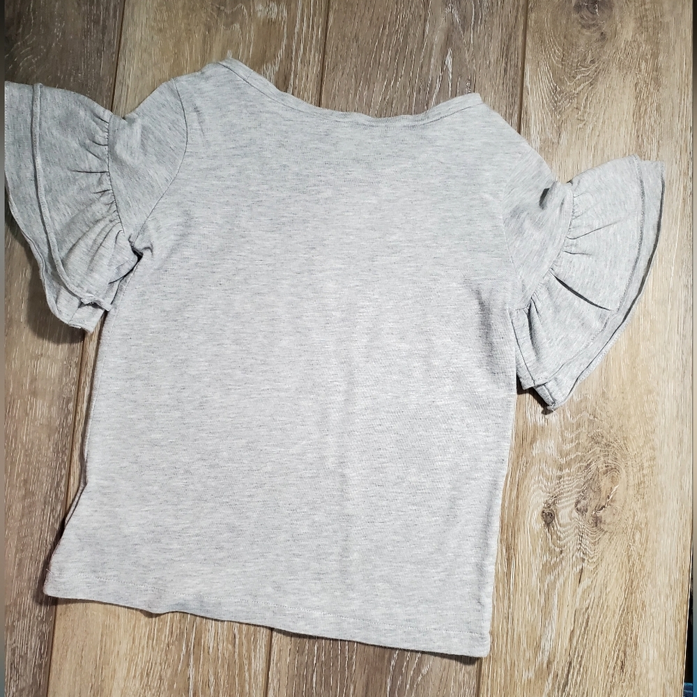 Polo by Ralph Lauren Kids Heathered Gray Ruffle Sleeve Top Size 3T - Picture 2 of 7